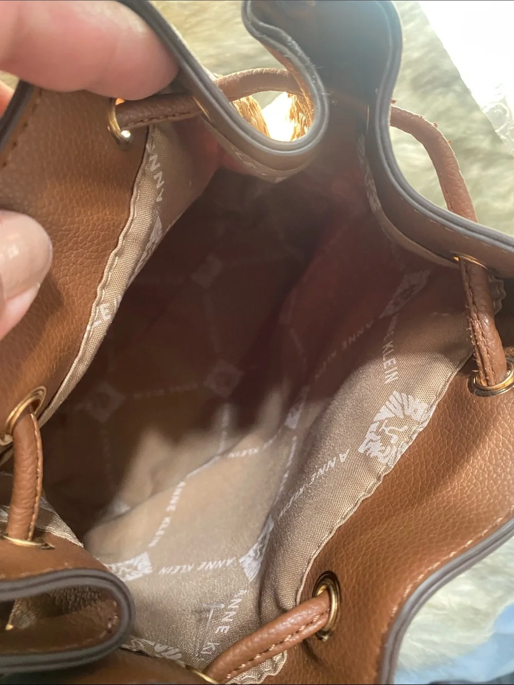 Anne Klein Brown and Tan Woven Bucket Bag